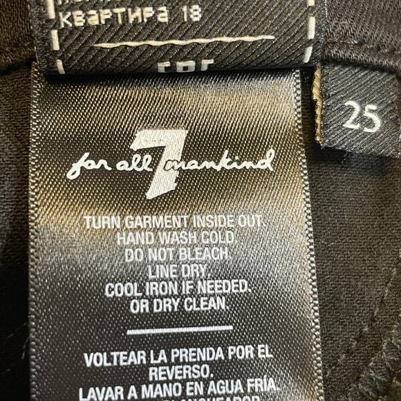 7FAM Womens 25 B(air) High Waist Ankle Skinny Jean Coated Black Snake Stripe - Picture 9 of 13